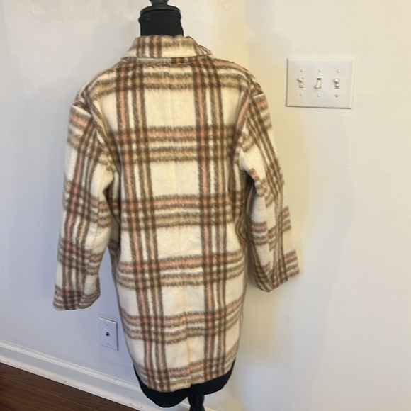 Lush Plaid Faux Fur Wool Coat, sz Medium. - Picture 6 of 15